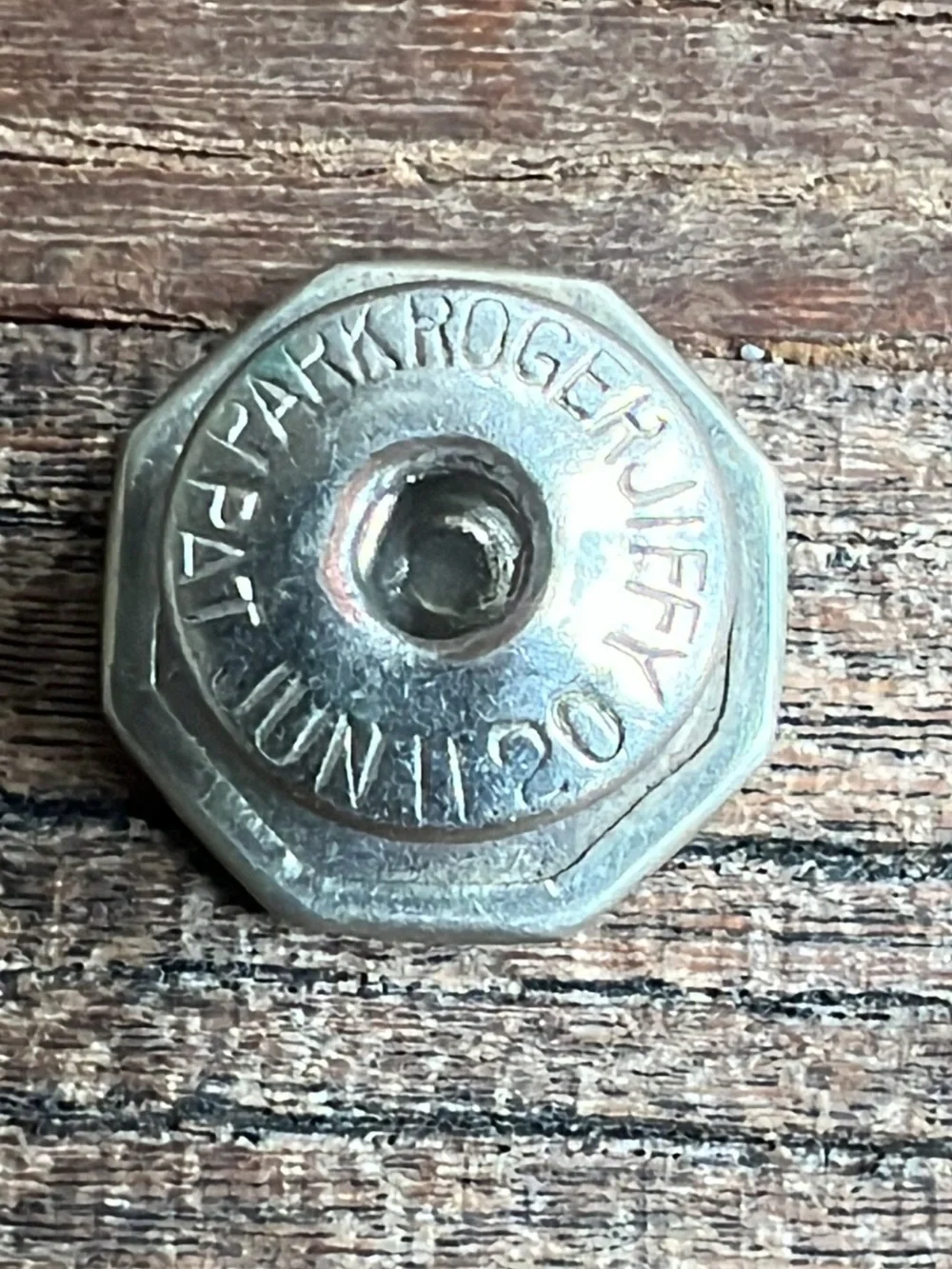 Antique Art Deco SNAP-LOCK Men's Octagonal Silver and Green Enameled Cuff Links,
